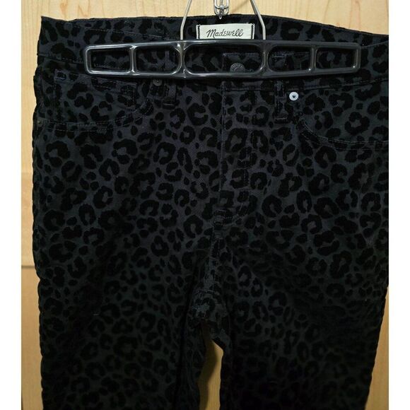Madewell Leopard Print Mid-Rise Skinny Pants Black Stretchy mob wife whimsigoth - Picture 1 of 13